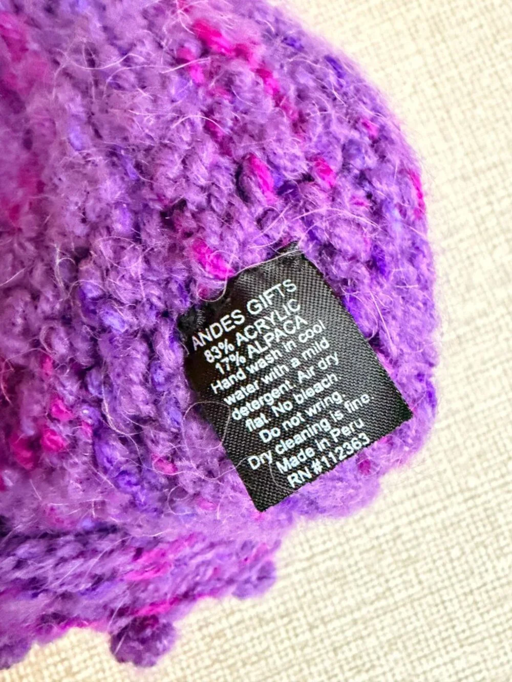 Kids Purple Monster Knit Beanie Hat