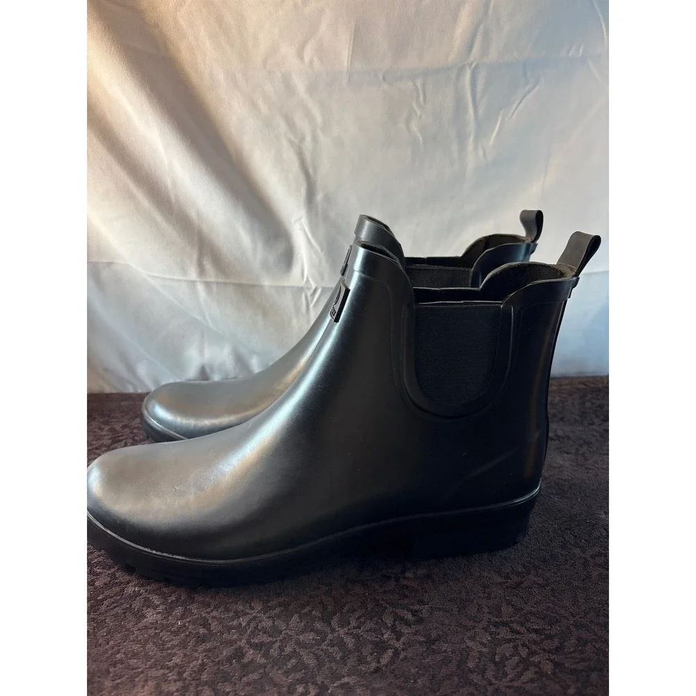 Sperry Mist Chelsea WM Black Waterproof Rubber Rain Boots Womens 11 109153
