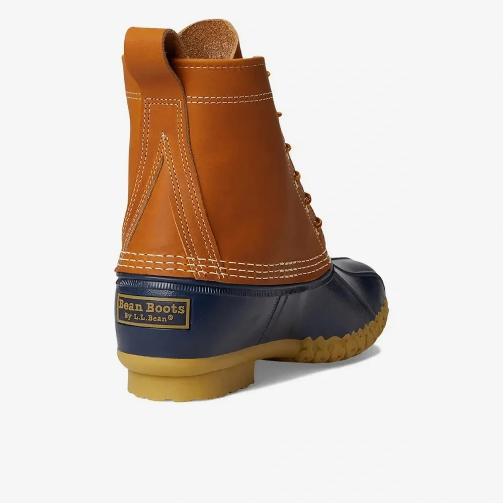 L.L.Bean Duck Boot Women’s 7N Navy Tan EUC