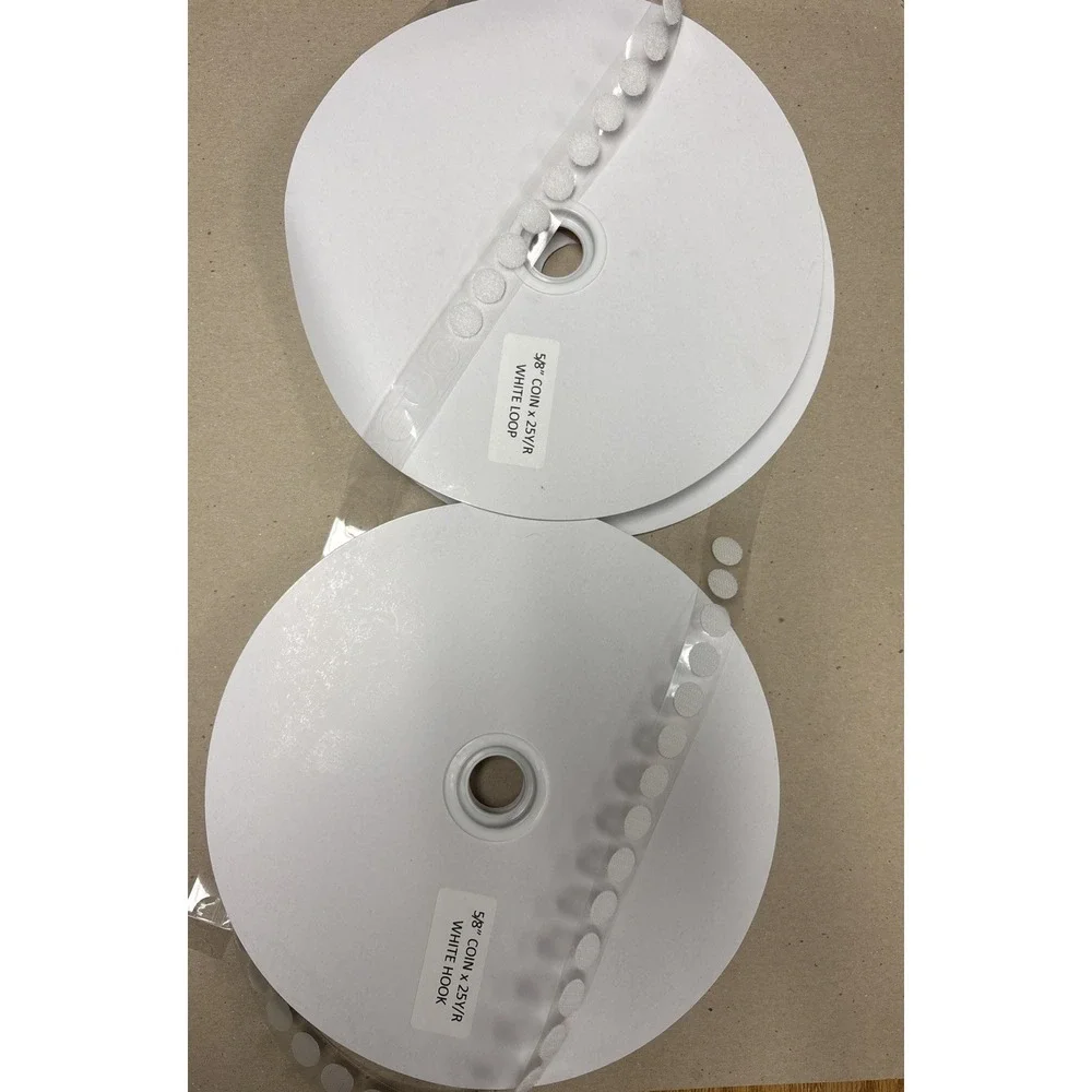 Set Of Self Sticking Stick White Hook And Loop Coins 5/8