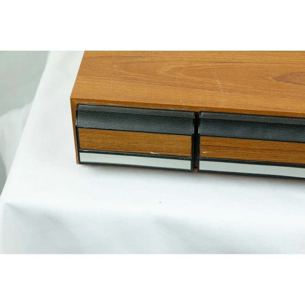 Vintage Cassette Tape Storage Cabinet 3 Drawer Faux Wood Grain Media Organizer