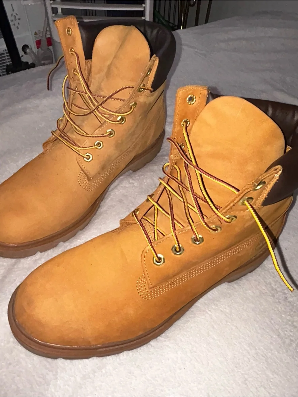 Timberland Wheat Nubuck Work Boots with Brown Collar