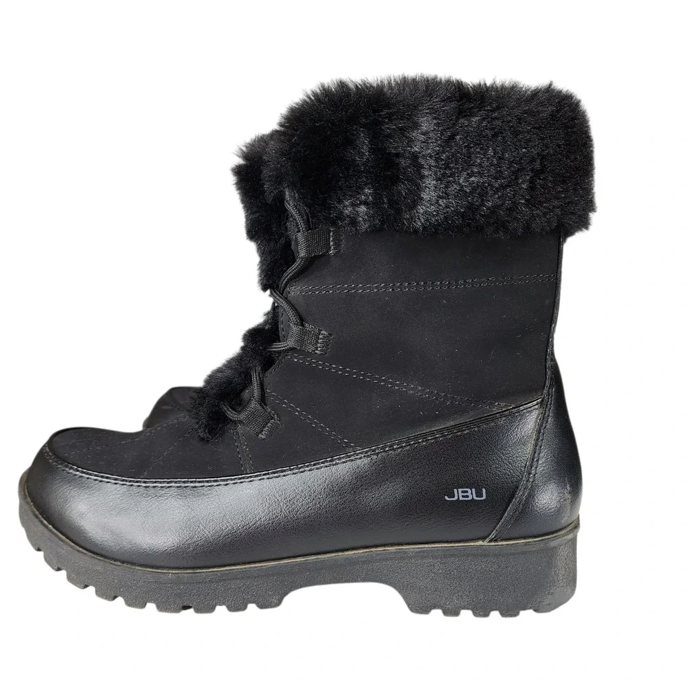 JBU‎ Jambu Ankle Boot sz 8M Women Colorado Black Faux Suede Fur Bootie Pull On