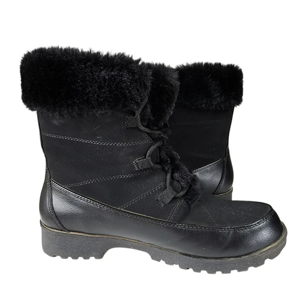 JBU‎ Jambu Ankle Boot sz 8M Women Colorado Black Faux Suede Fur Bootie Pull On