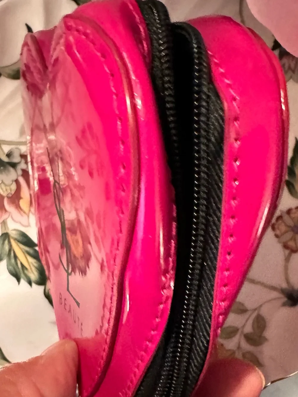 Yves Saint Laurent Heart Cosmetic Case in Hot Pink Patent