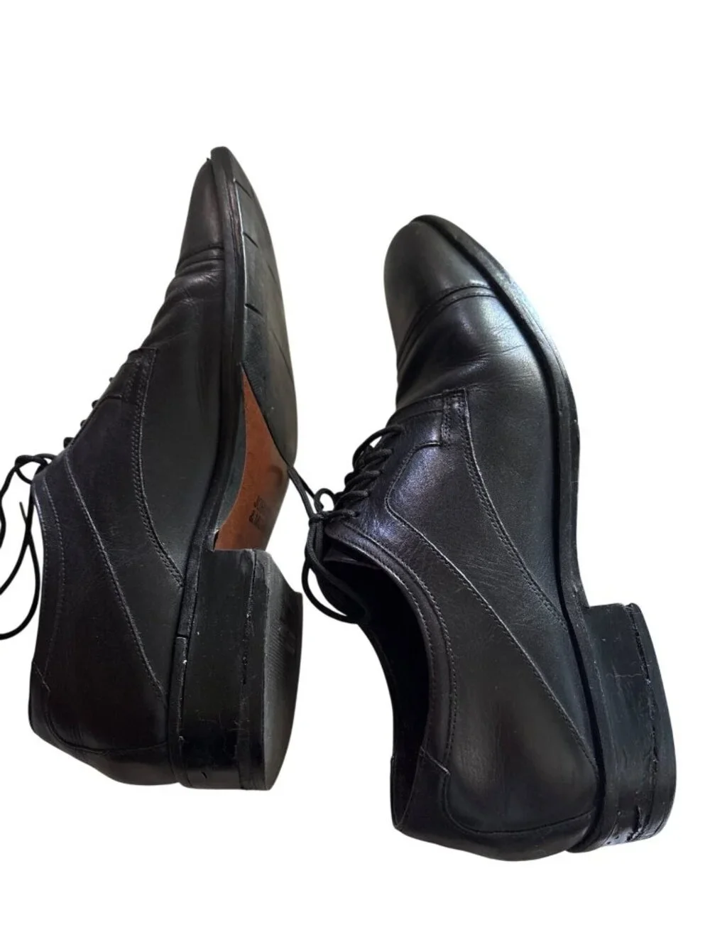 Johnston & Murphy Mens Black Leather Oxford Dress Shoes Size 10.5 M