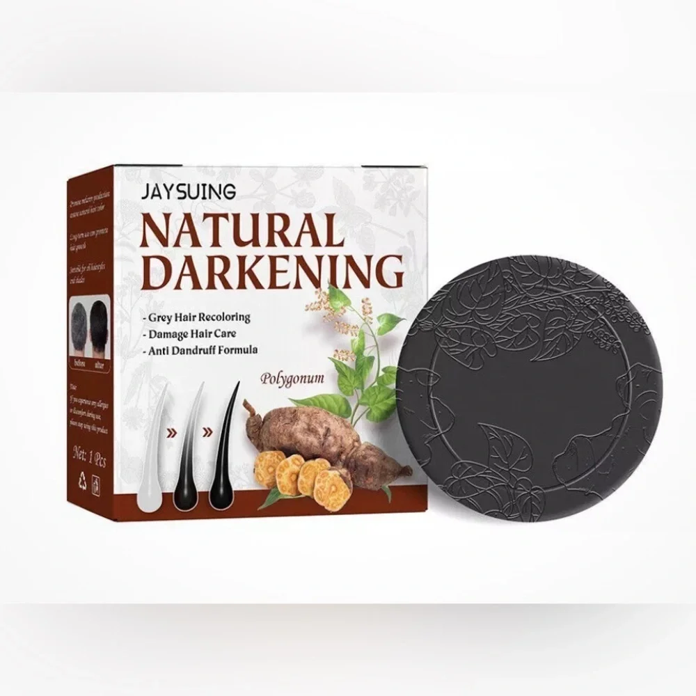 3X Hair Darkening Bar Shampoo  Natural Polygonum Essence Covers Grays Naturally