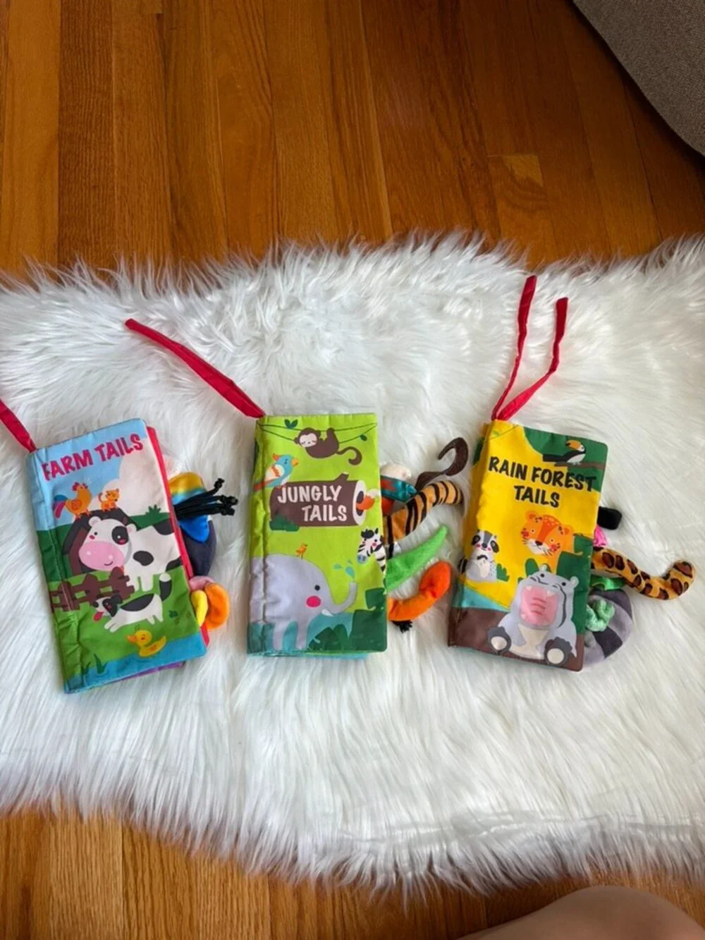 Touch and Feel Baby Books Set of 3 Farm Tails, Jungly Tails, Rain Forest Tails