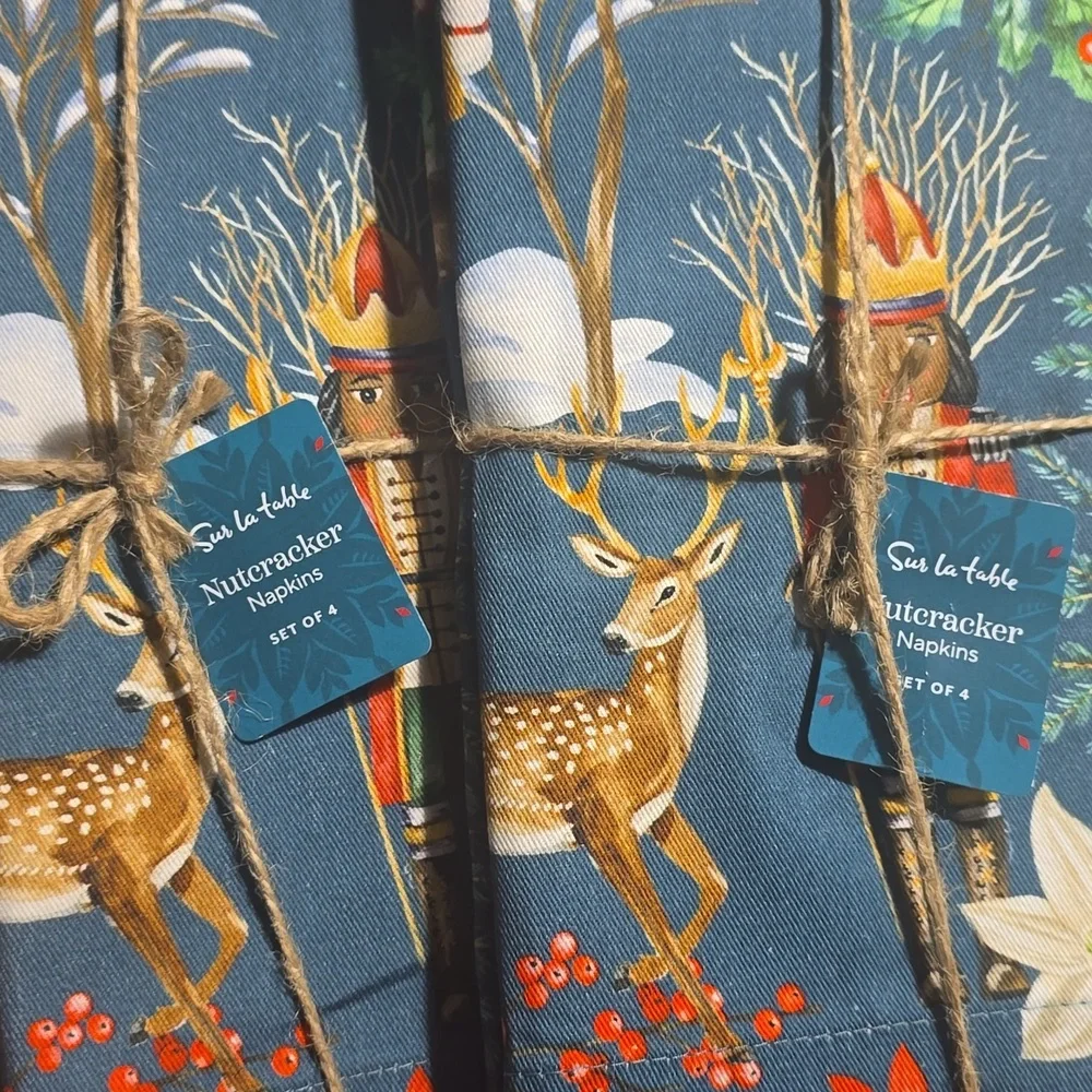 3 Sur La Table Nutcracker Napkins - Red and Blue, 3 Sets Of 4