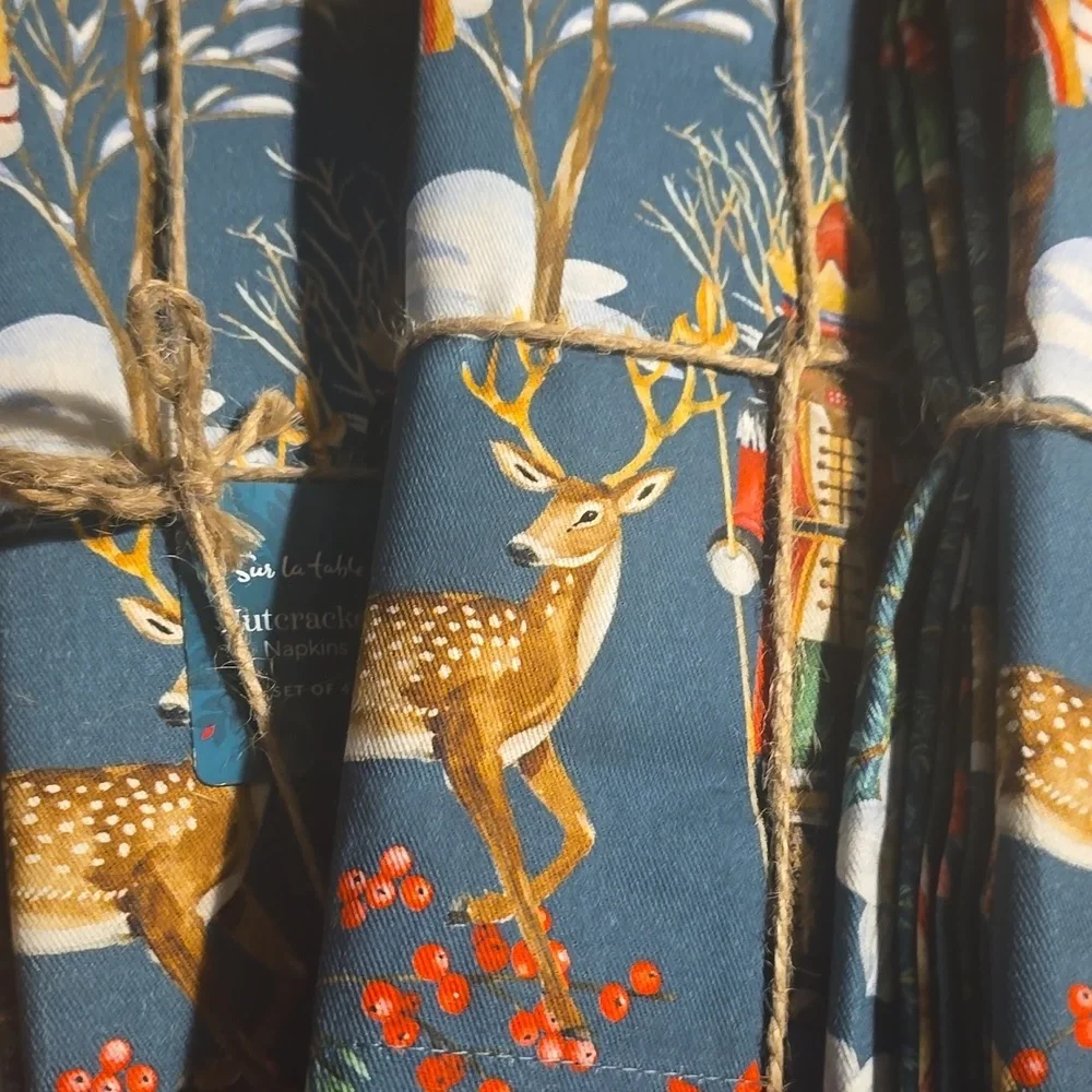 3 Sur La Table Nutcracker Napkins - Red and Blue, 3 Sets Of 4