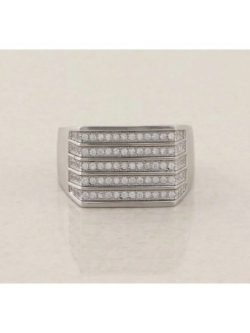 Men's Sterling Silver Sparkly Cubic Zirconia Ring Size 9 3/4