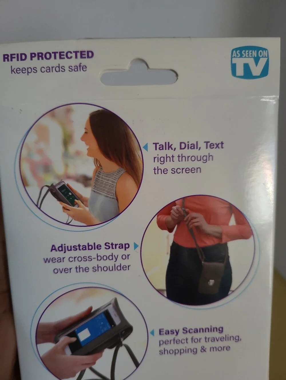Touch Screen Crossbody Purse - Gray with Clear Window RFID Protected