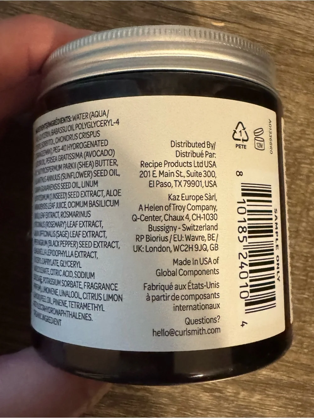 Curlsmith types ingredients gel