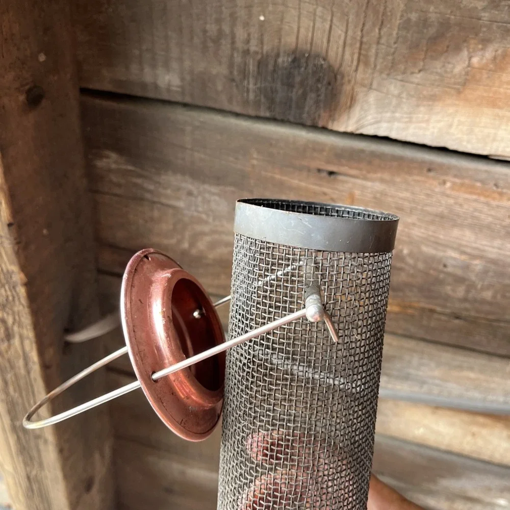 2 Brushed Copper Mini Screen Small Seed Bird Feeders, 9