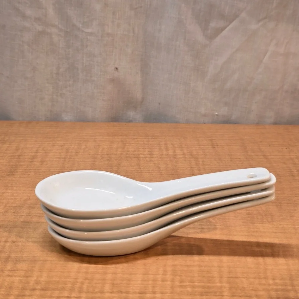 4 Saki Spoons Pier 1 China White Serving Spoon‎ Liquid Display