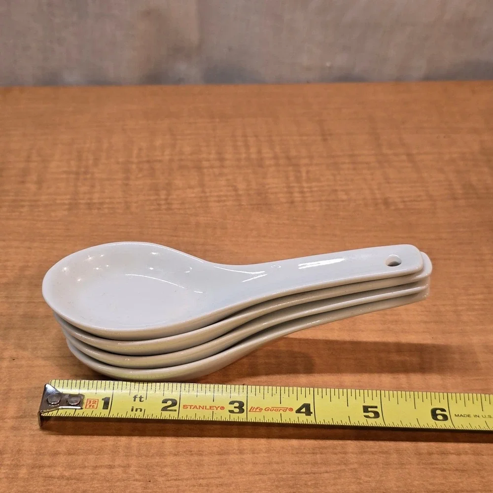 4 Saki Spoons Pier 1 China White Serving Spoon‎ Liquid Display