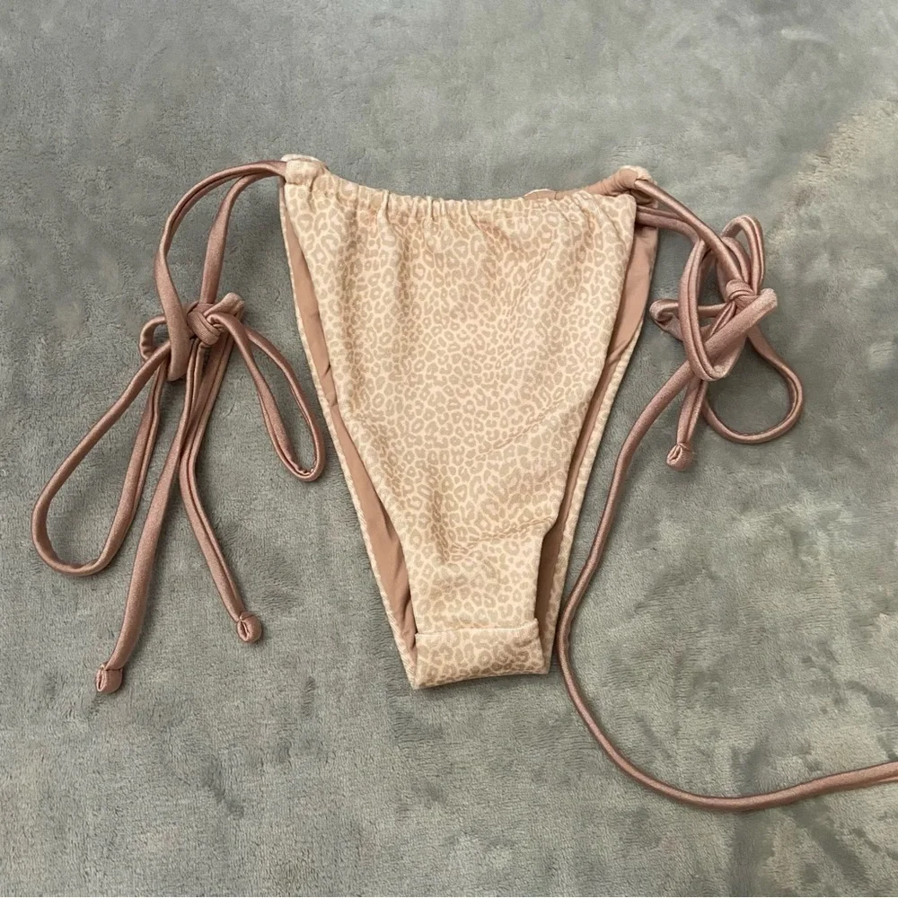 New! Frankie’s Bikinis Coco Cheetah Tia Terry String Bikini Bottom 10747