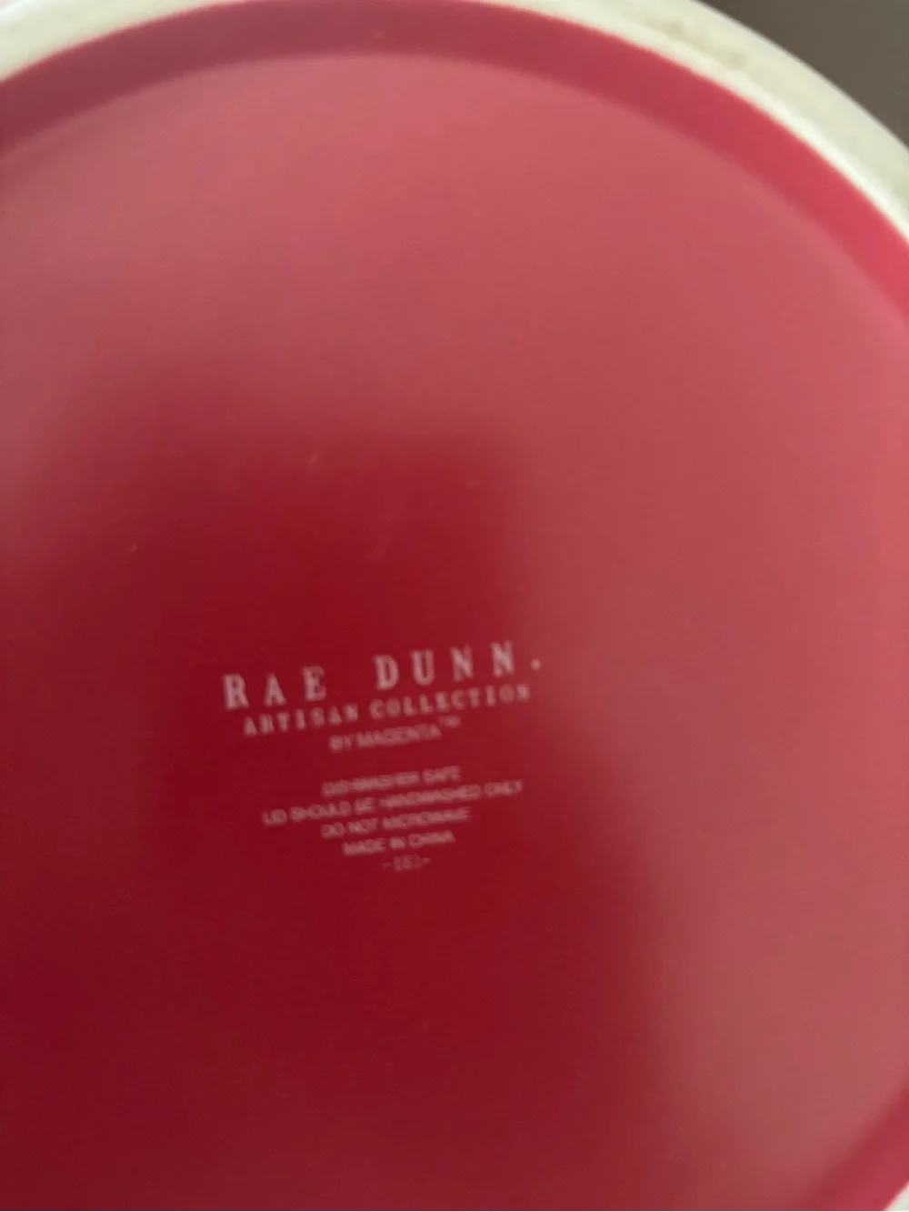 Rae Dunn Red Ceramic Jar with White Logo