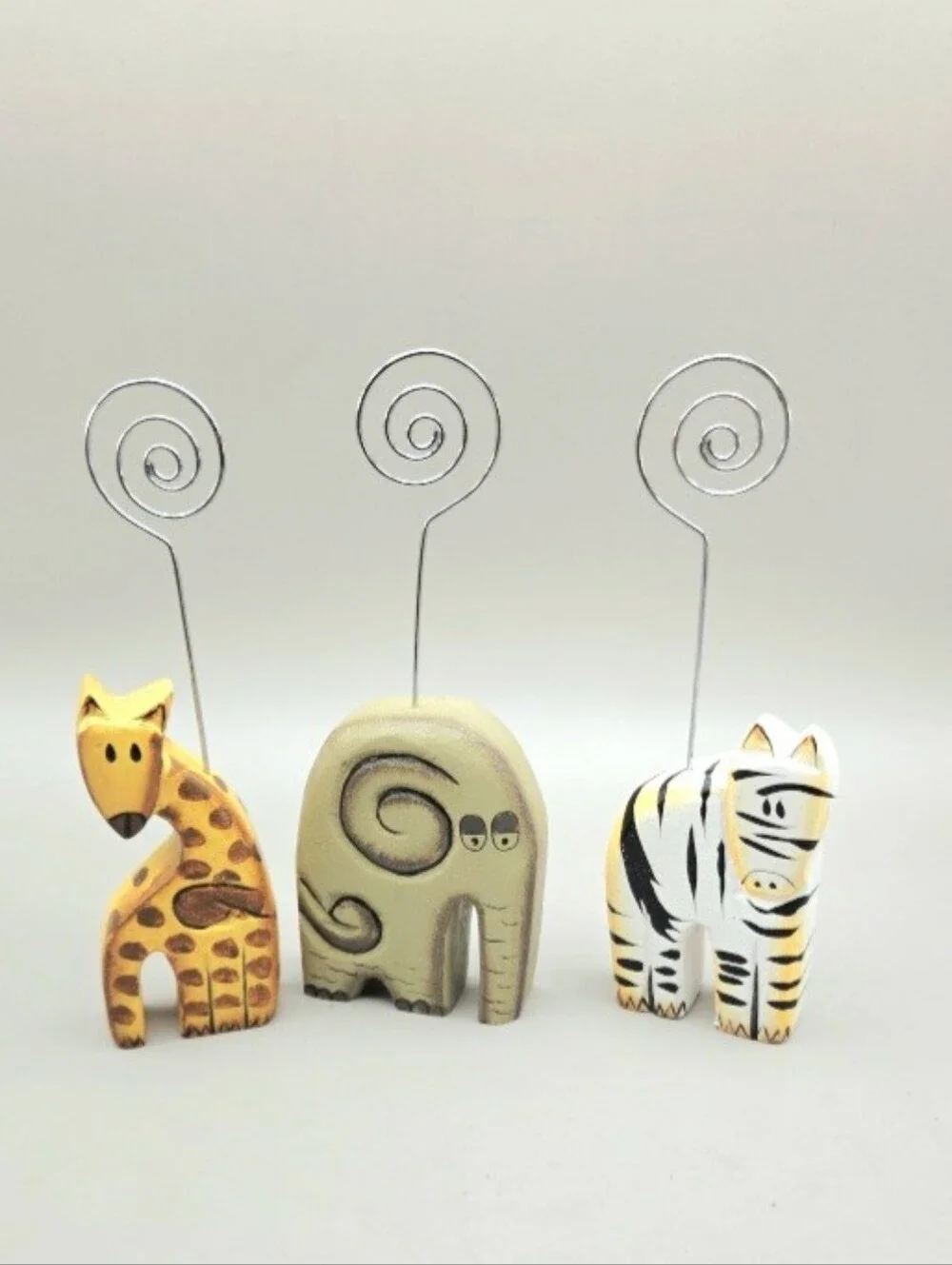 Pier 1 Animal Photo Holder Set of 3, Giraffe, Elephant & Zebra