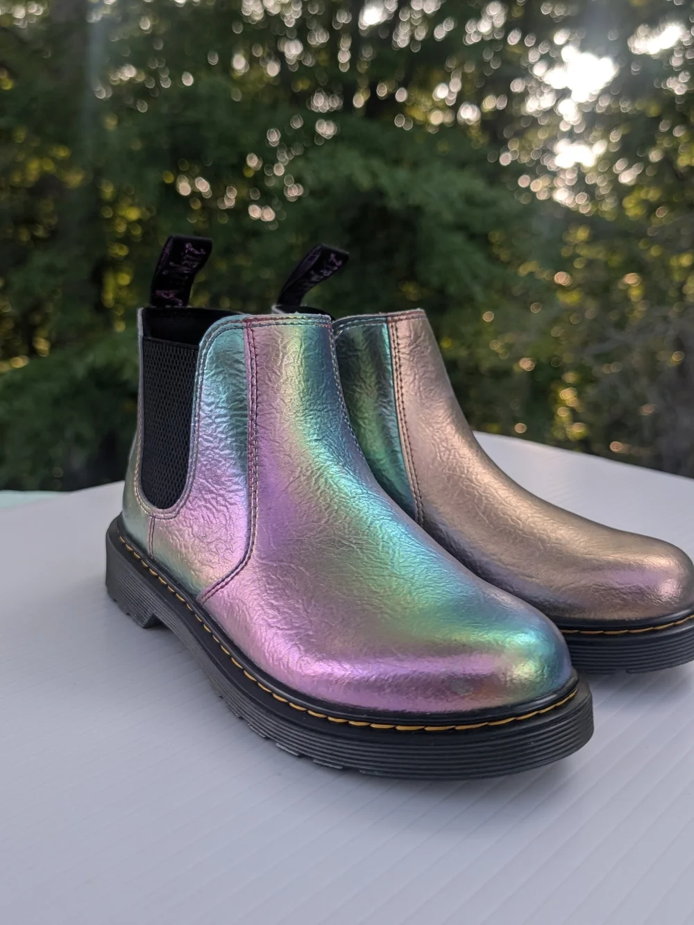 Dr. Martens J Girls 5. Iridescent Chelsea Boots - Teal & Purple Shine