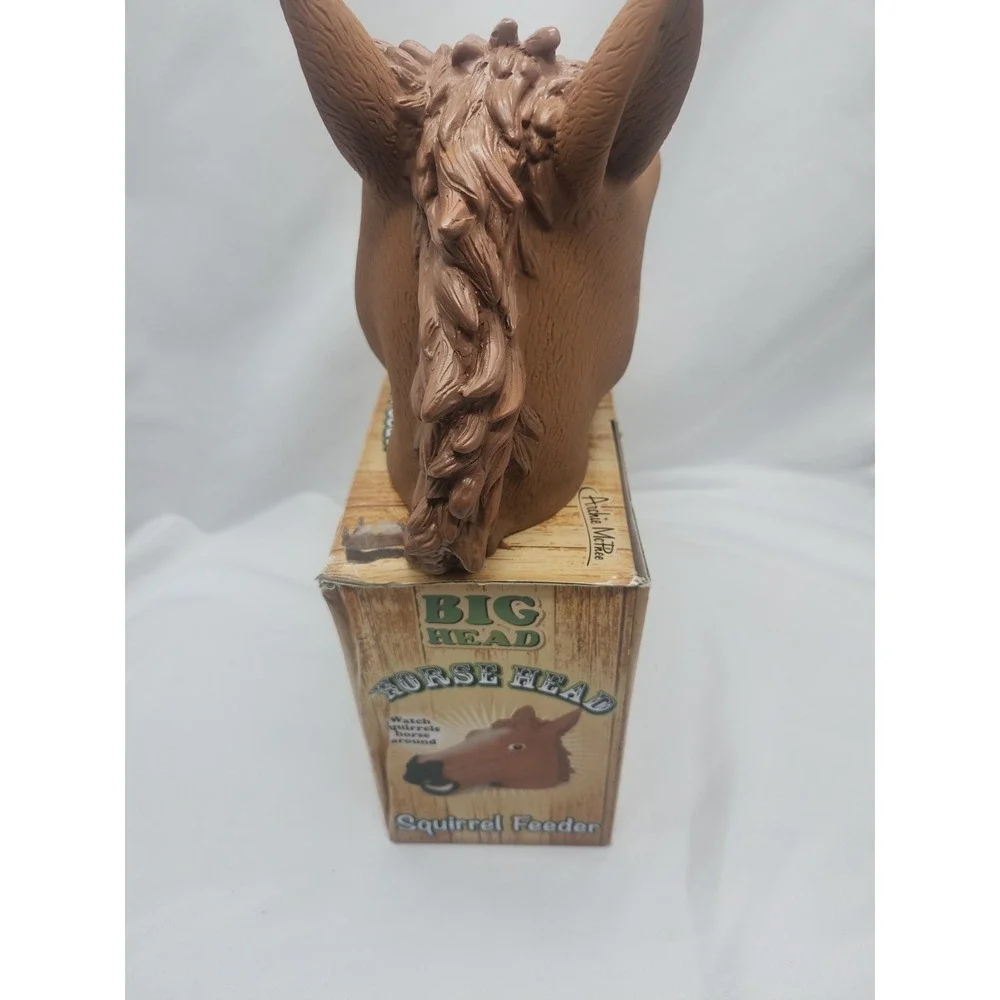 Big Head Horse Head Squirrel Feeder Plastic Brown Hanging