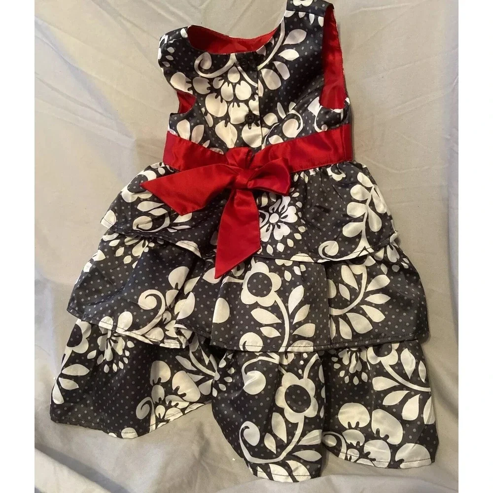 Carter Toddler 3T Sleeveless Ruffle Dress With Red Bow. Adorable Super Cute‎