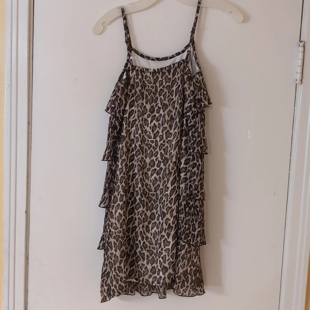JUSTICE Girls Animal Print Ruffled Tiered Dress w/ Spaghetti Straps 12