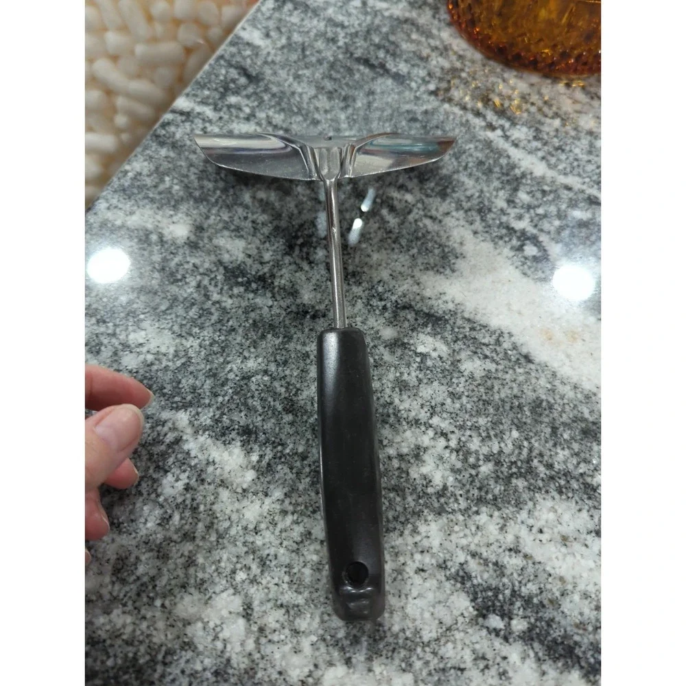 Vintage Foley Stainless Steel Spatula, Black Handle Wide Slotted Curved USA