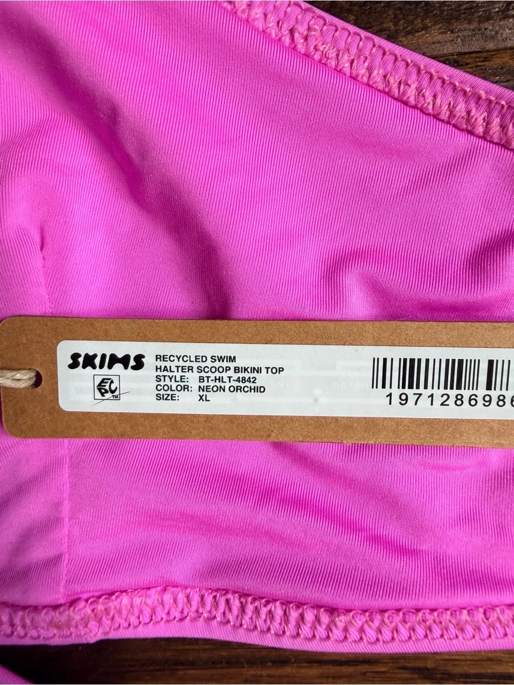 SKIMS Halter Scoop Bikini Top in Neon Orchid Pink NWT size XL