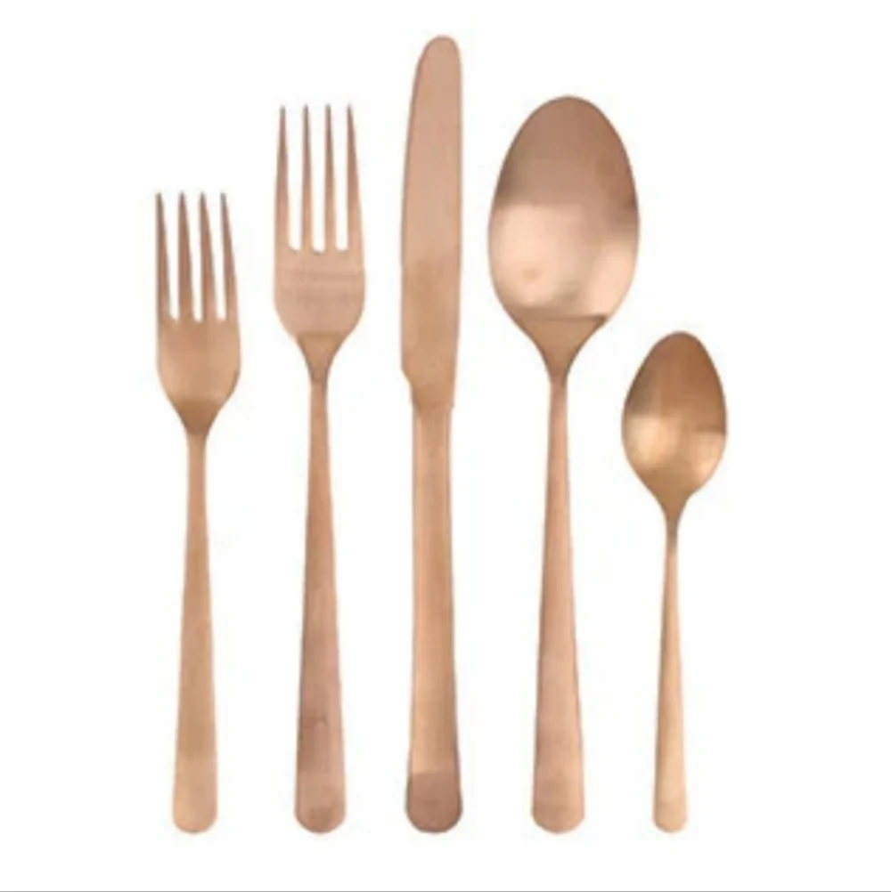 Oslo Cutlery 5 Pc Set in Matte Copper, Service For 1,  Retail Price $105.00US