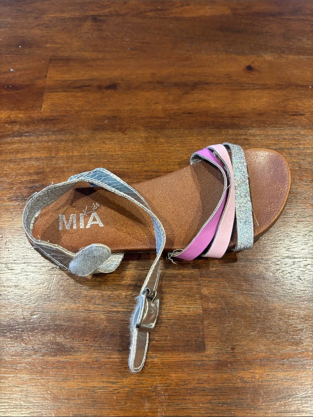 MIA Pink, Light Pink & Silver Glitter Girls' Strappy Sandals size 1