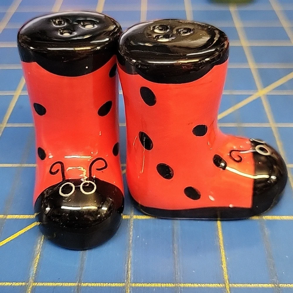 Lady Bug Red & Black Rain Boots Salt & Pepper 2