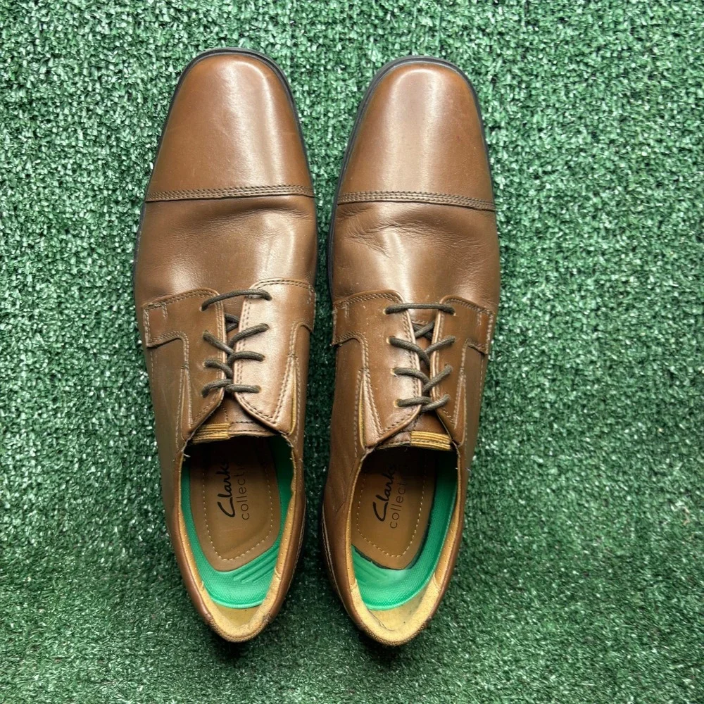 Clarks Clarkslite Cap Leather Lace Up Business Classic Oxford Brown Mens Sz 12 M