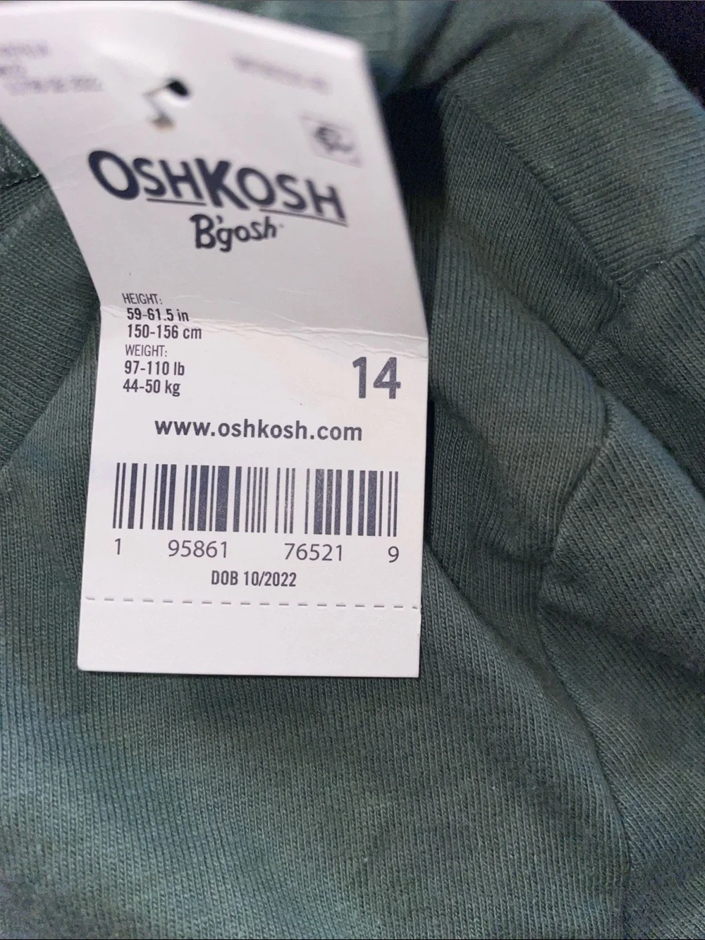 OshKosh B'gosh Forest Green Long Sleeve Tee with Pink Heart Brooklyn Graphic