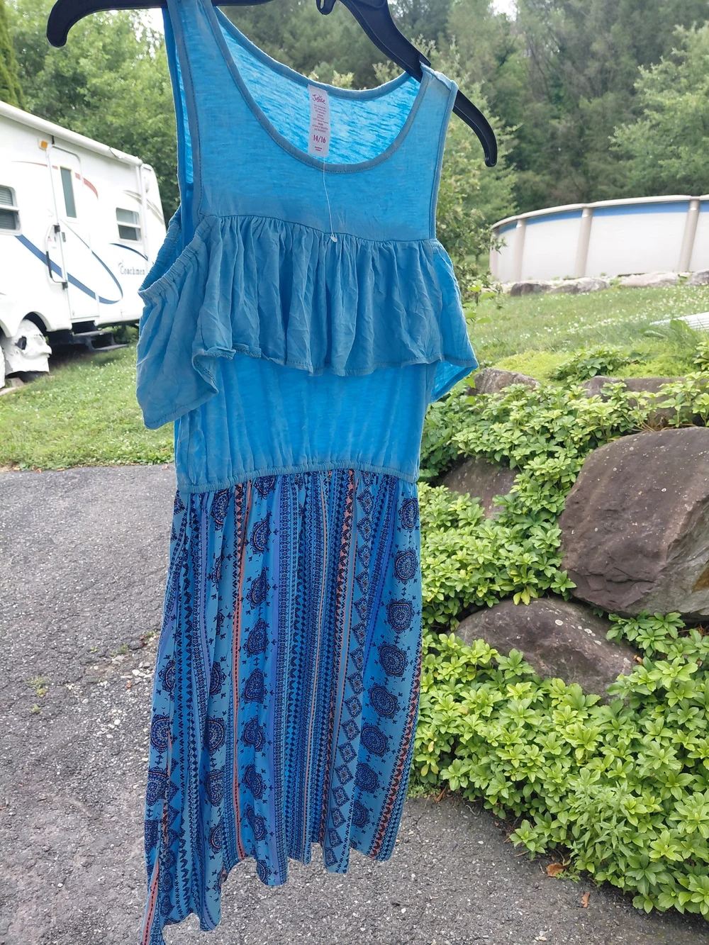 New Justice Light Blue Ruffle Tank Dress
