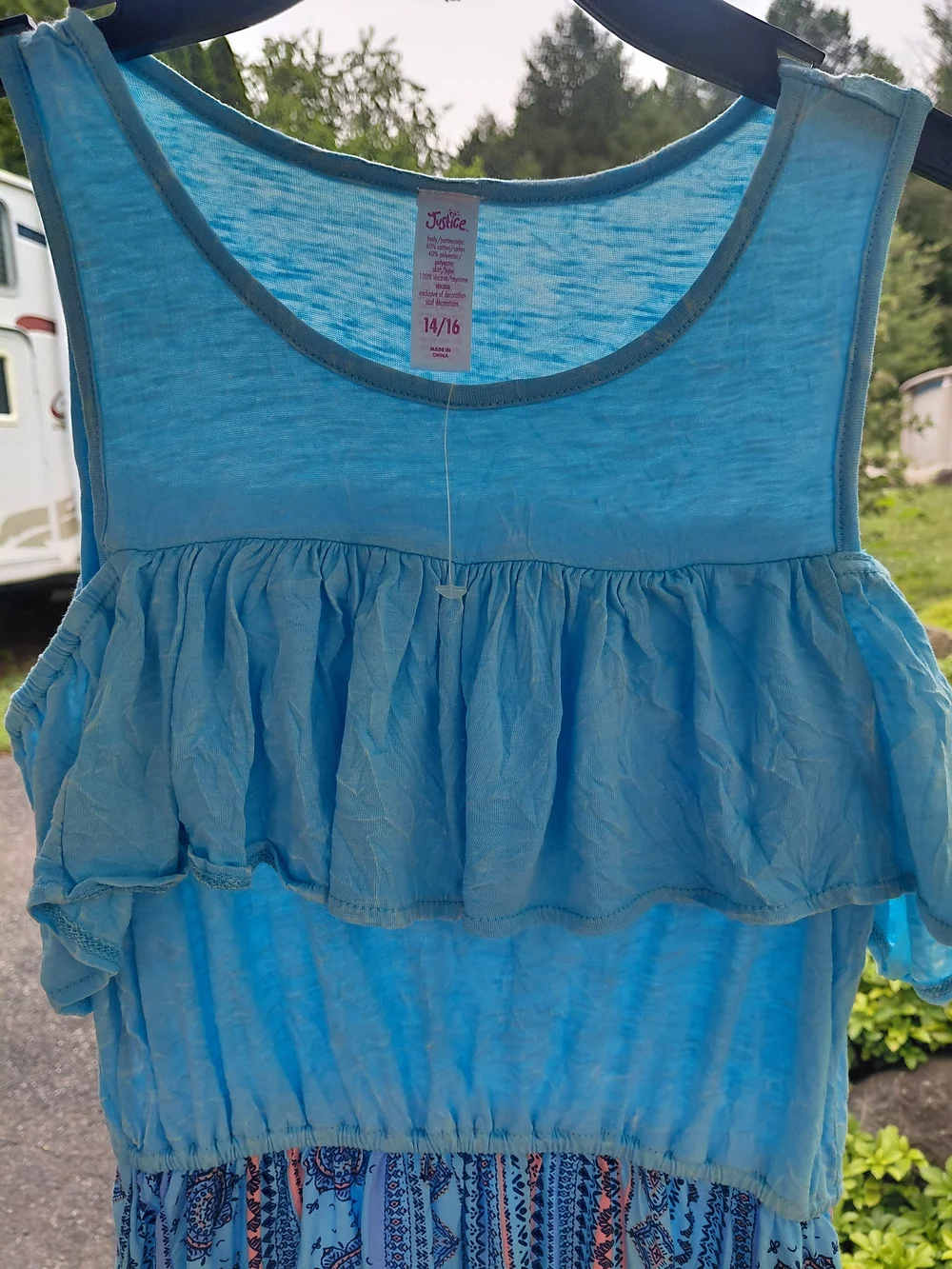 New Justice Light Blue Ruffle Tank Dress