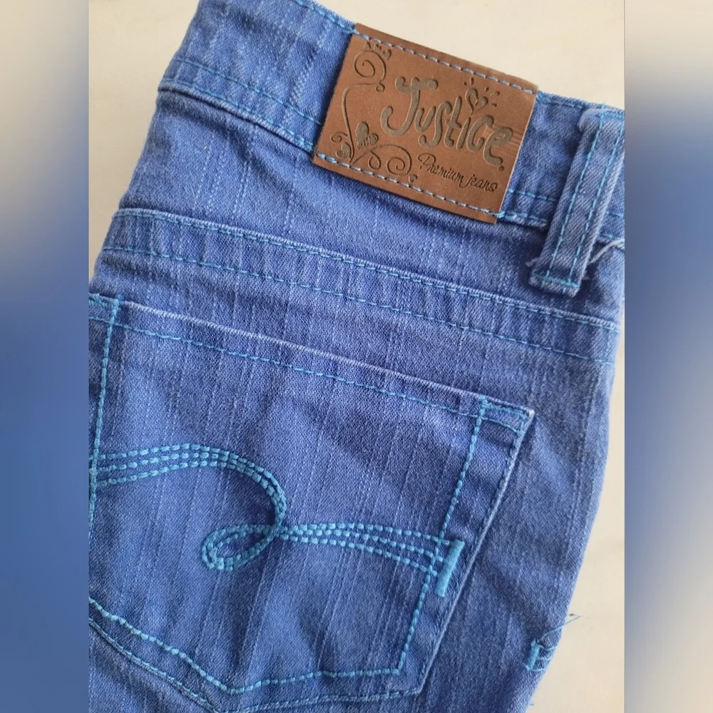 Justice NWOT Premium Stretchy Straight Leg Blue Denim Jeans Size 12 Slim Girls
