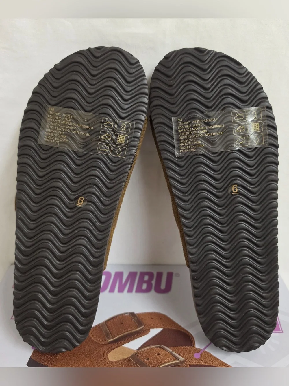 Khombu Ashville Women's 6 Brown Suede Double Buckle Cork Slide Sandals New
