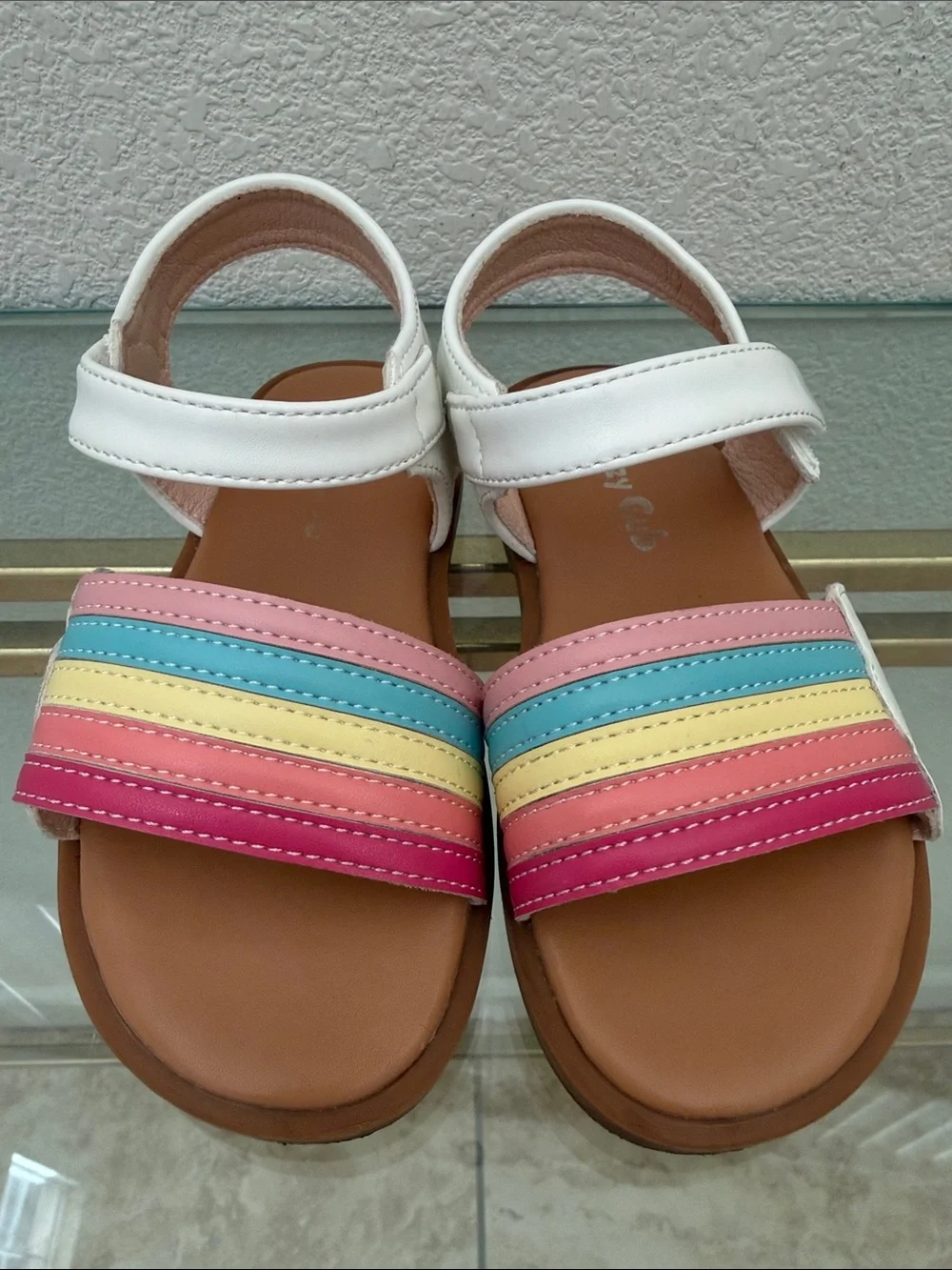 Girls' White Rainbow Strap Sandals - Kids