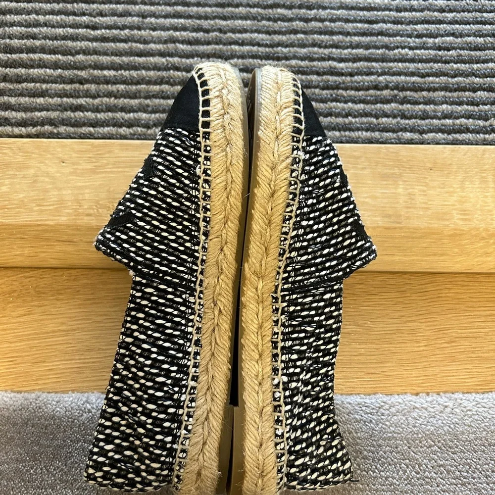 CHANEL Black and White Espadrille Flats