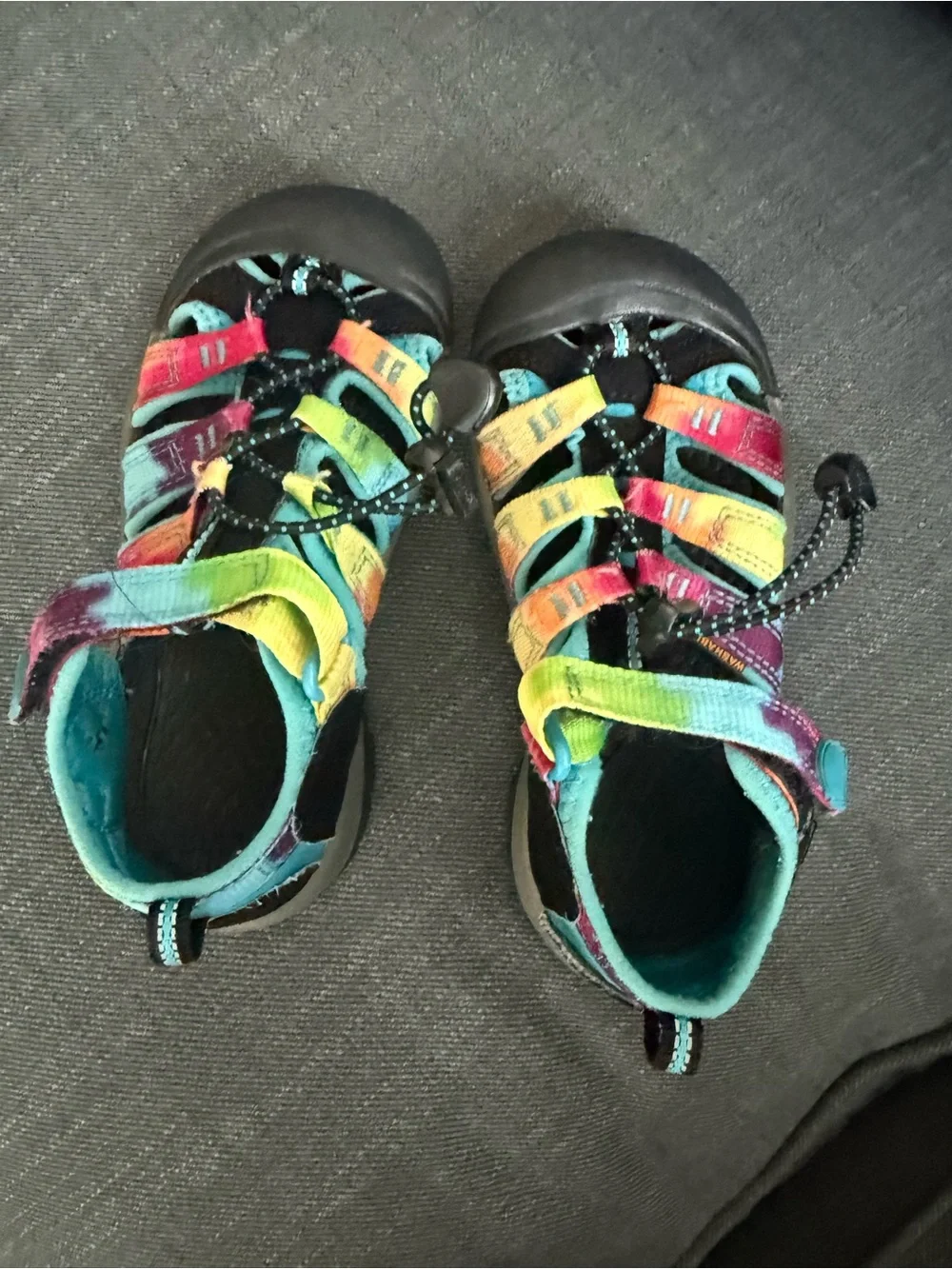 Kids 12 KEENS  Rainbow Outdoor Sandals - Teal & Multicolor