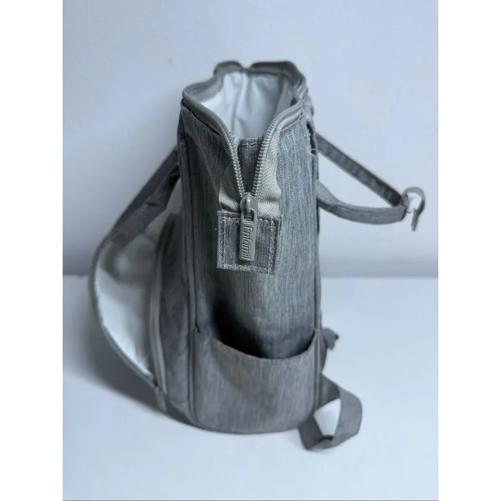 Enfamil Mini Diaper Bag Backpack Gray Small Baby Organizer Compact Travel Bag