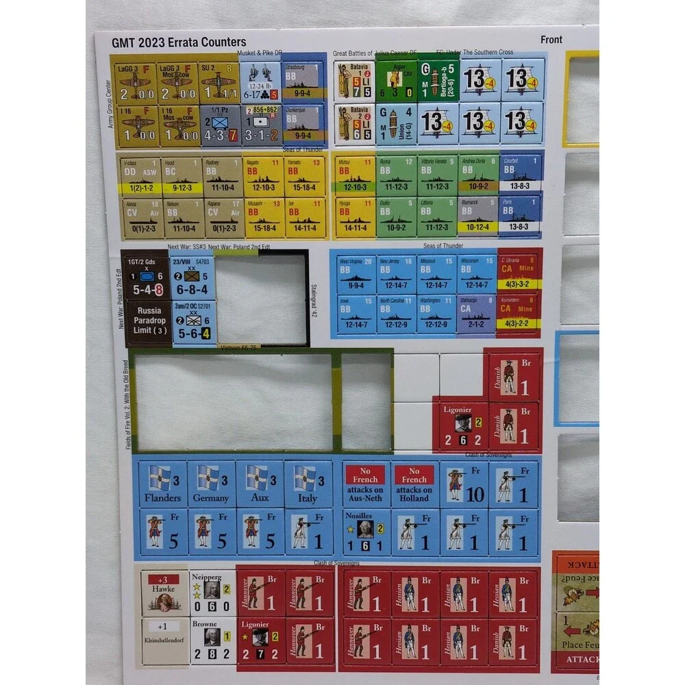 *Incomplete* GMT 2023 Errata Board Game Counters