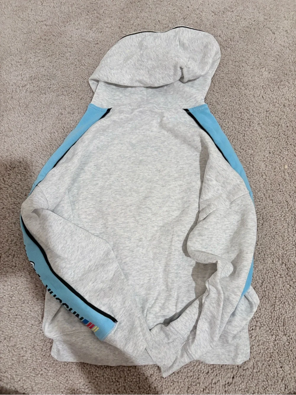 Justice NASCAR Racing Hoodie - Light Gray with Black Trim and Teal Graphic
