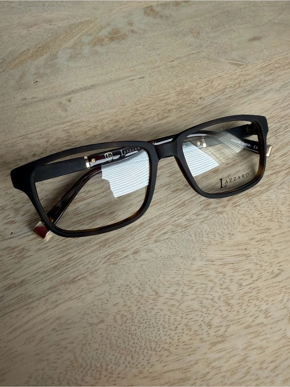 Lazzaro Black/Tortoiseshell Rectangle Eyeglass Frames New, Clear lens
