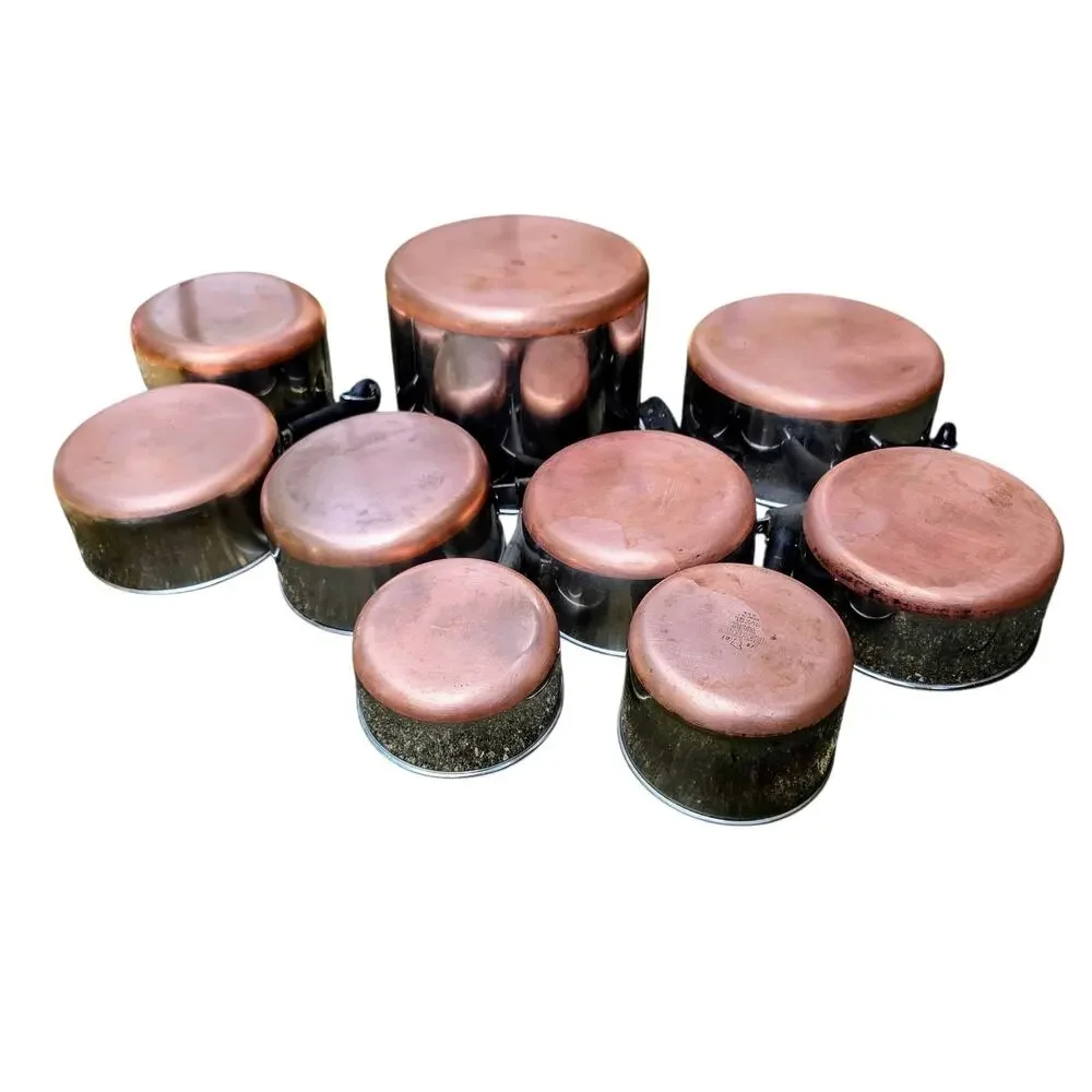 Revere Ware Vintage Copper Bottom Pots And Pans 16 Piece Stainless Cookware Lot