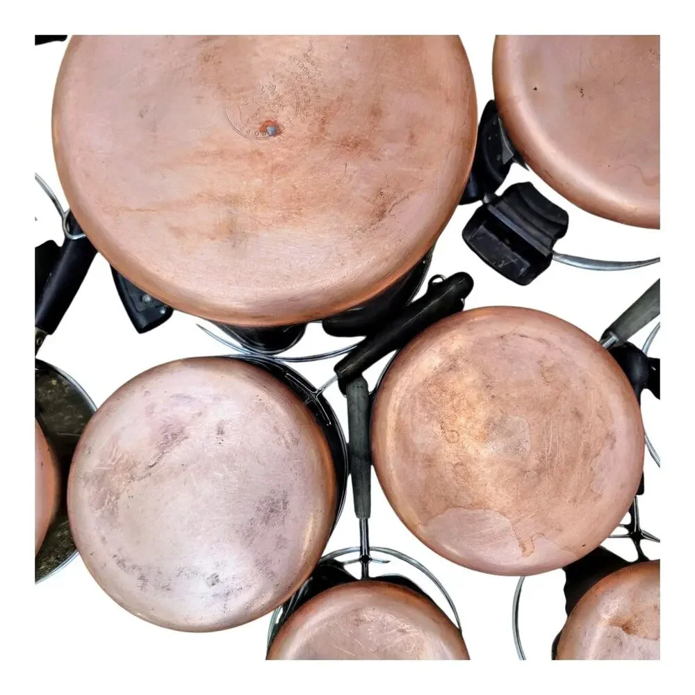 Revere Ware Vintage Copper Bottom Pots And Pans 16 Piece Stainless Cookware Lot