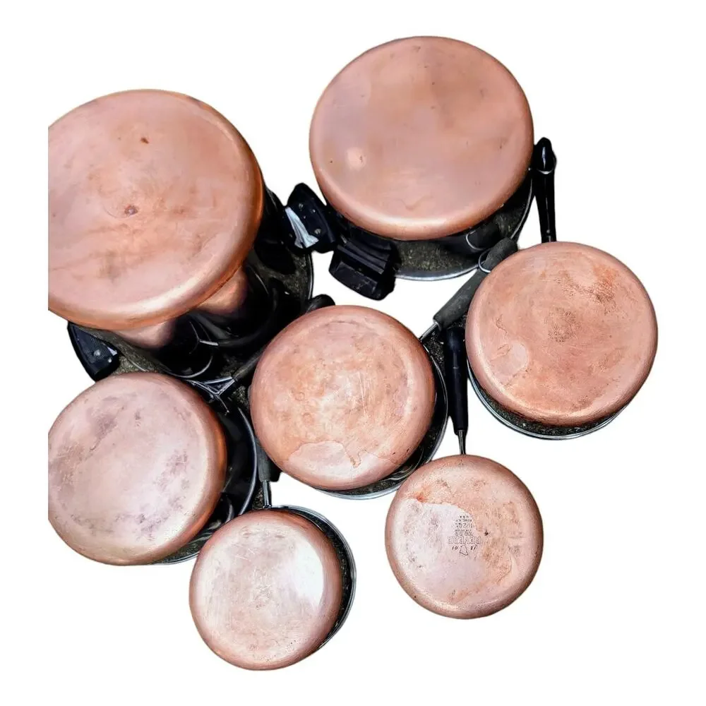 Revere Ware Vintage Copper Bottom Pots And Pans 16 Piece Stainless Cookware Lot