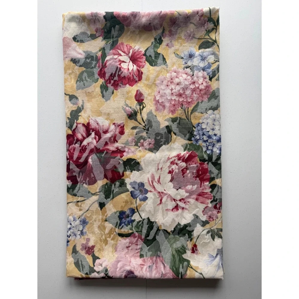 Vintage Floral Garden Tablecloth No Tag Approx 60