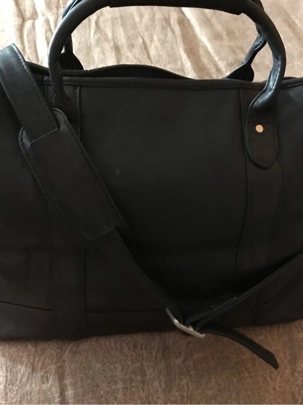 latico Black Leather Business Briefcase with Front Slip Pocket